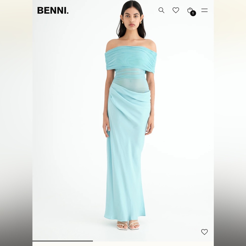 Benni Nico Off Shoulder Maxi Dress Aqua Size S/ AU 8 / US4